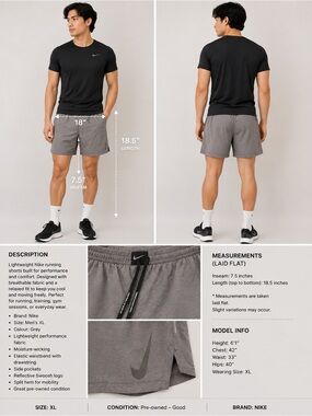 Nike Men's Grey Athletic Running Shorts